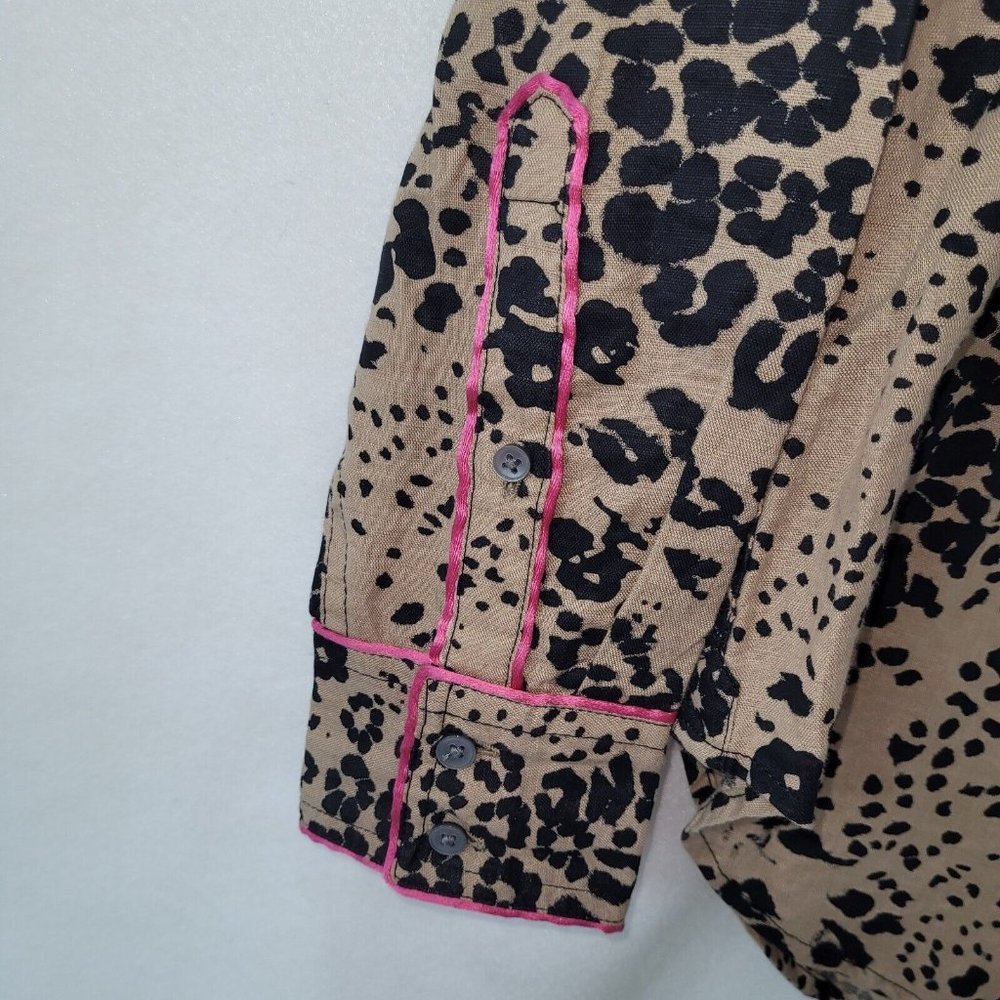 J Crew Shirt Womens Size‎ XS Leopard Print Linen Button-Up Style AJ423 Spring 20 - Picture 2 of 11